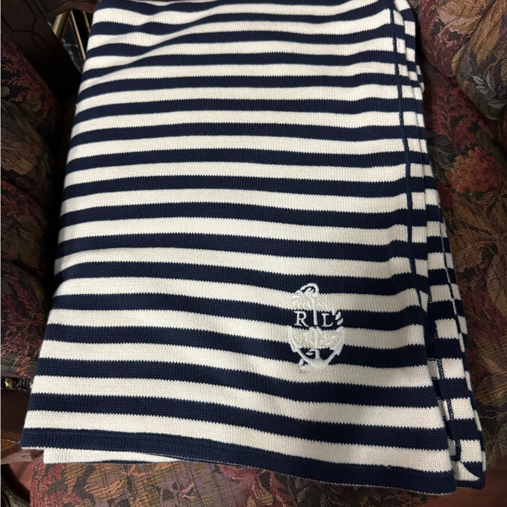 Ralph Lauren Striped Blanket in Navy and White
